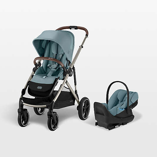 Cybex Gazelle S Stormy Blue with Taupe Frame Baby Stroller + Cloud G Pro Travel System