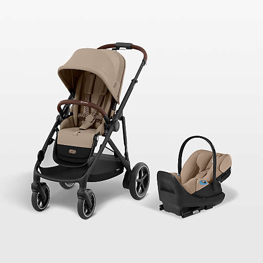 Cybex eGazelle S Almond Beige with Black Frame Baby Stroller + Cloud G Pro Travel System