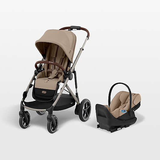 Cybex eGazelle S Almond Beige with Taupe Frame Baby Stroller + Cloud G Pro Travel System