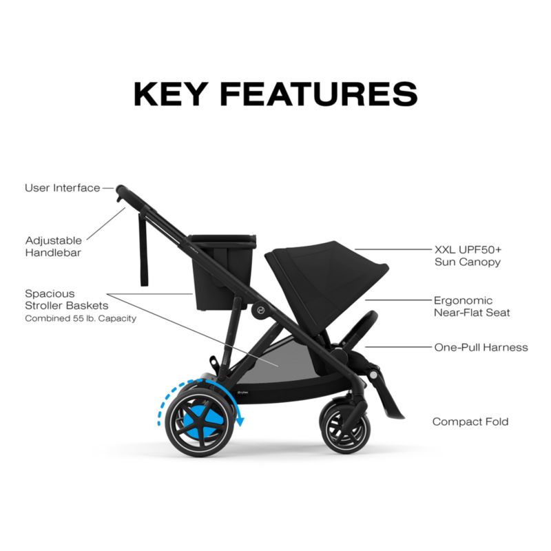 Cybex eGazelle S Moon Black with Black Frame Baby Stroller + Cloud G Pro Travel System - image 3 of 9
