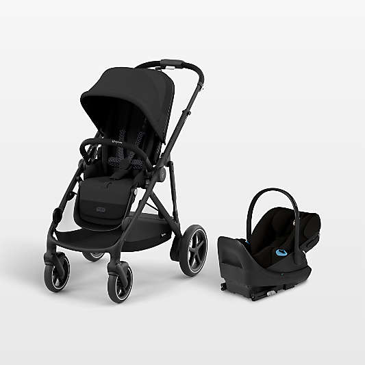 Cybex eGazelle S Moon Black with Black Frame Baby Stroller + Cloud G Pro Travel System