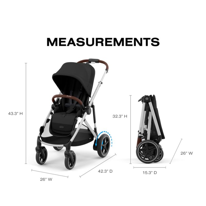 Cybex eGazelle S Moon Black with Silver Frame Baby Stroller + Cloud G Pro Travel System - image 8 of 11