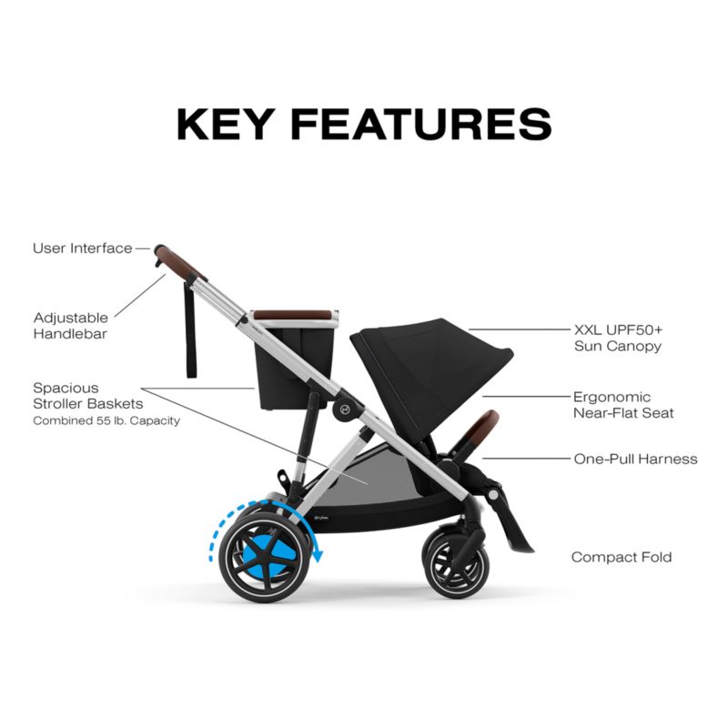 Cybex eGazelle S Moon Black with Silver Frame Baby Stroller + Cloud G Pro Travel System - image 5 of 11
