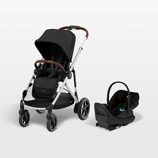 Cybex eGazelle S Moon Black with Silver Frame Baby Stroller + Cloud G Pro Travel System