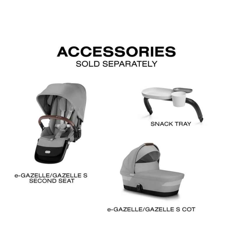 Cybex eGazelle S Stone Grey with Silver Frame Baby Stroller + Cloud G Pro Travel System - image 8 of 9