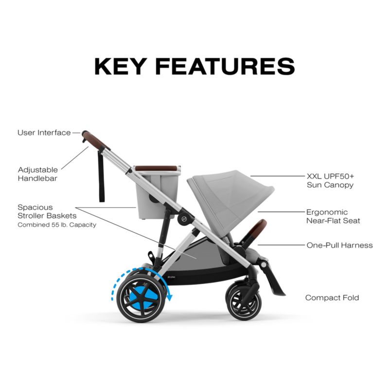 Cybex eGazelle S Stone Grey with Silver Frame Baby Stroller + Cloud G Pro Travel System - image 3 of 9