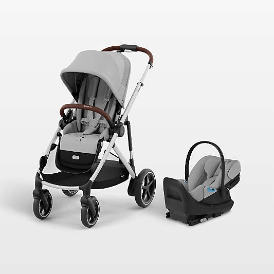Cybex eGazelle S Stone Grey with Silver Frame Baby Stroller + Cloud G Pro Travel System