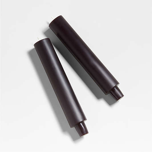 Cylinder Black Taper Candles 8.5", Set of 2