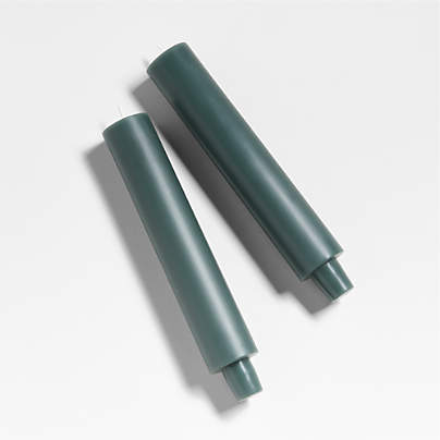 Cylinder Duck Green Taper Candles 8.5", Set of 2