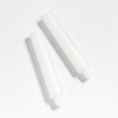 Cylinder White Taper Candles 8.5", Set of 2