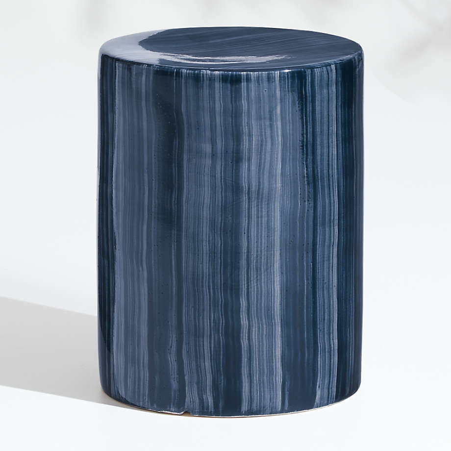 Cylinder Navy Blue Garden Stool End Table 