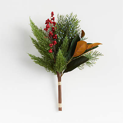 Faux Cypress and Berry Leaf Bunch 19"