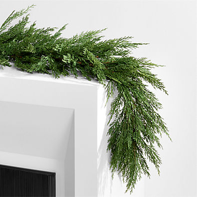 View Faux Cypress Real Touch Christmas Garland 6' details