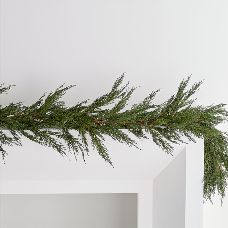 Faux Cypress Real Touch Christmas Garland 6' + Reviews Crate & Barrel