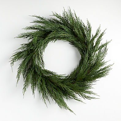 View Faux Cypress Wreath 26" details