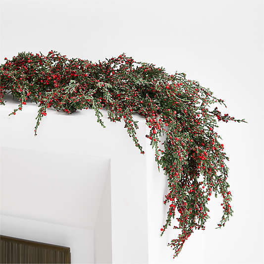 Faux Cypress and Red Berry Holiday Garland 6'