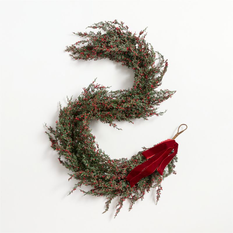 Faux Cypress and Red Berry Holiday Garland 6' - image 4 of 6