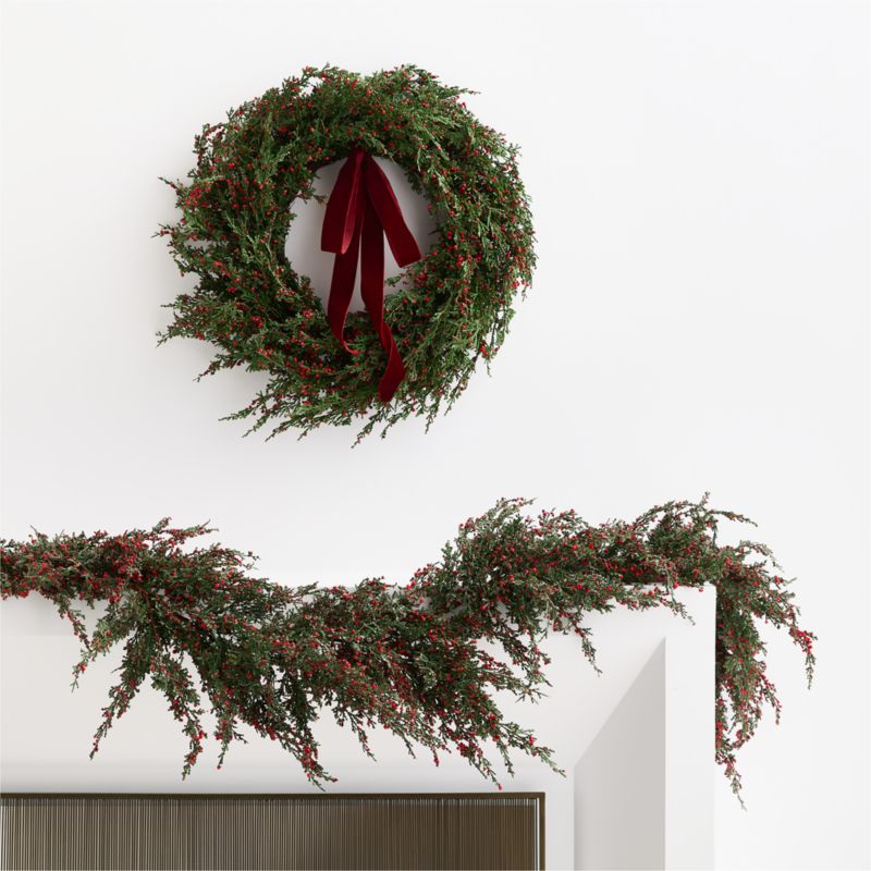 Faux Cypress and Red Berry Holiday Wreath 30" - image 4 of 5
