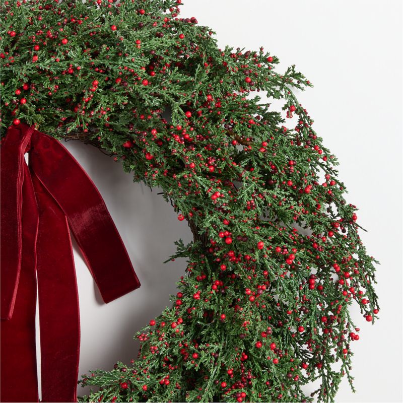 Faux Cypress and Red Berry Holiday Wreath 30" - image 3 of 5