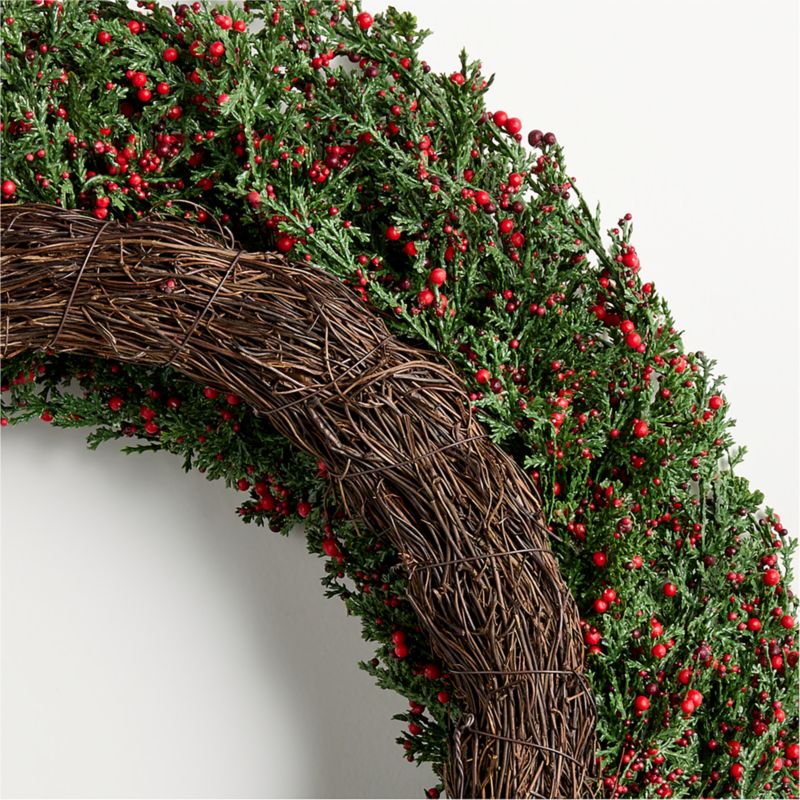 Faux Cypress and Red Berry Holiday Wreath 30" - image 2 of 5