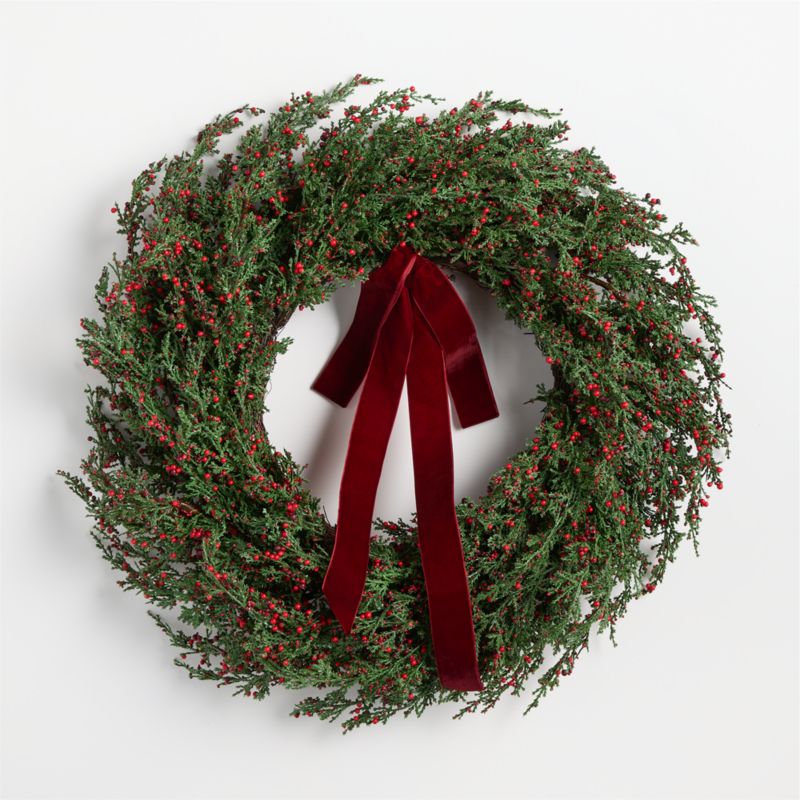 Faux Cypress and Red Berry Holiday Wreath 30" - image 1 of 5