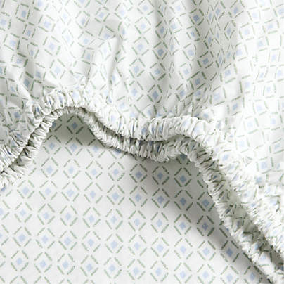 Cozy Cloud Geo Giggles Blue Block Print 100% Organic Cotton Baby Crib Fitted Sheet