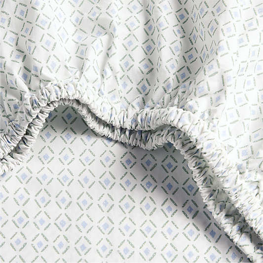 Cozy Cloud Geo Giggles Block Print Organic Cotton Baby Crib Fitted Sheet