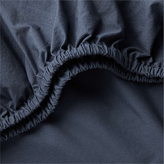 Cozy Cloud Deep Indigo Washed Organic Cotton Baby Crib Fitted Sheet