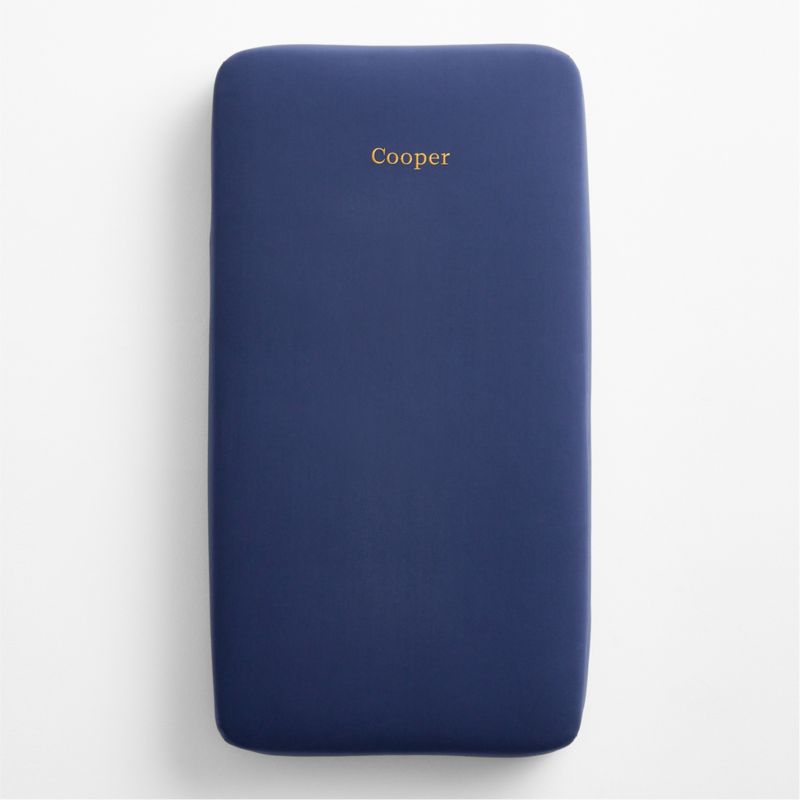 Cozy Cloud Deep Indigo Washed Organic Cotton Baby Crib Fitted Sheet - image 1 of 5