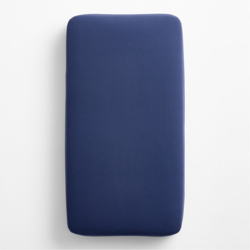 Cozy Cloud Deep Indigo Washed Organic Cotton Baby Crib Fitted Sheet - image 2 of 5