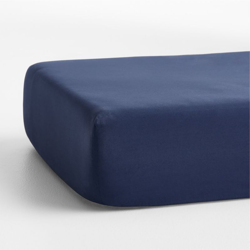 Cozy Cloud Deep Indigo Washed Organic Cotton Baby Crib Fitted Sheet - image 3 of 5
