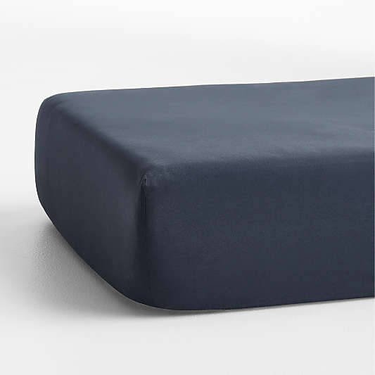 Cozy Cloud Deep Indigo Washed Organic Cotton Baby Crib Fitted Sheet
