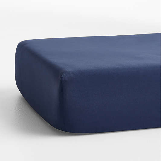 Cozy Cloud Deep Indigo Washed Organic Cotton Baby Crib Fitted Sheet
