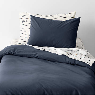 Cozy Cloud Deep Indigo Organic Washed Cotton Kids Twin Duvet Cover