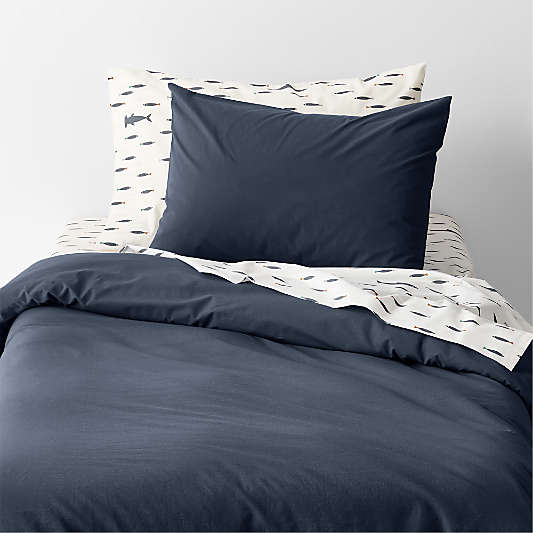 Cozy Cloud Deep Indigo Organic Washed Cotton Kids Duvet Cover