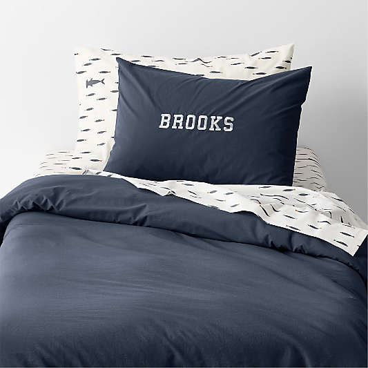 Cozy Cloud Deep Indigo Organic Washed Cotton Kids Twin Duvet Cover Bedding Set