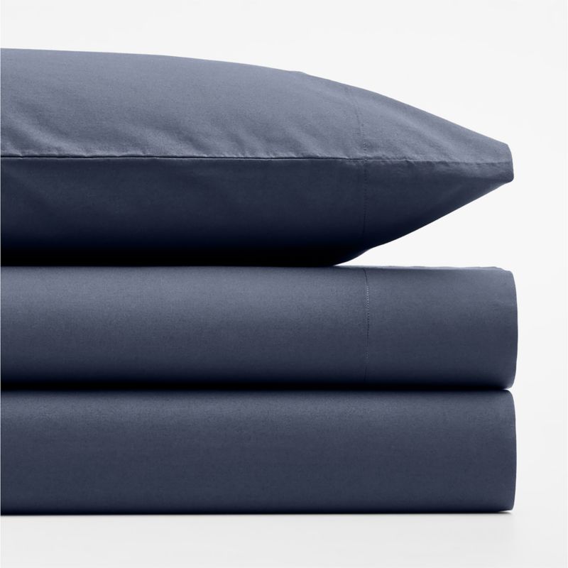 Cozy Cloud Deep Indigo Washed Organic Cotton Kids Twin Sheet Set - image 1 of 7