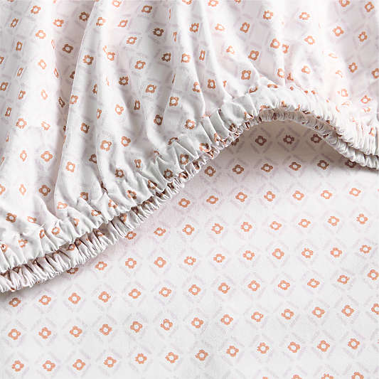 Cozy Cloud Geo Giggles Block Print 100% Organic Cotton Baby Crib Fitted Sheet