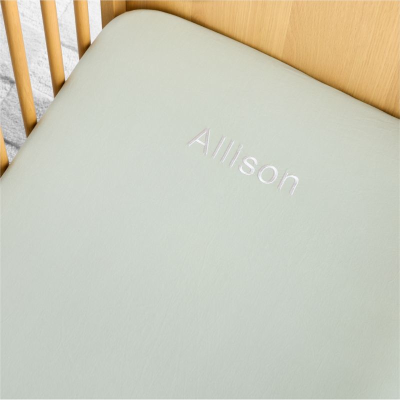 Cozy Cloud Muted Teal Washed 100% Organic Cotton Baby Crib Fitted Sheet - image 1 of 6