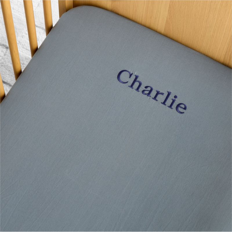 Cozy Cloud Slate Blue Washed 100% Organic Cotton Baby Crib Fitted Sheet - image 1 of 7