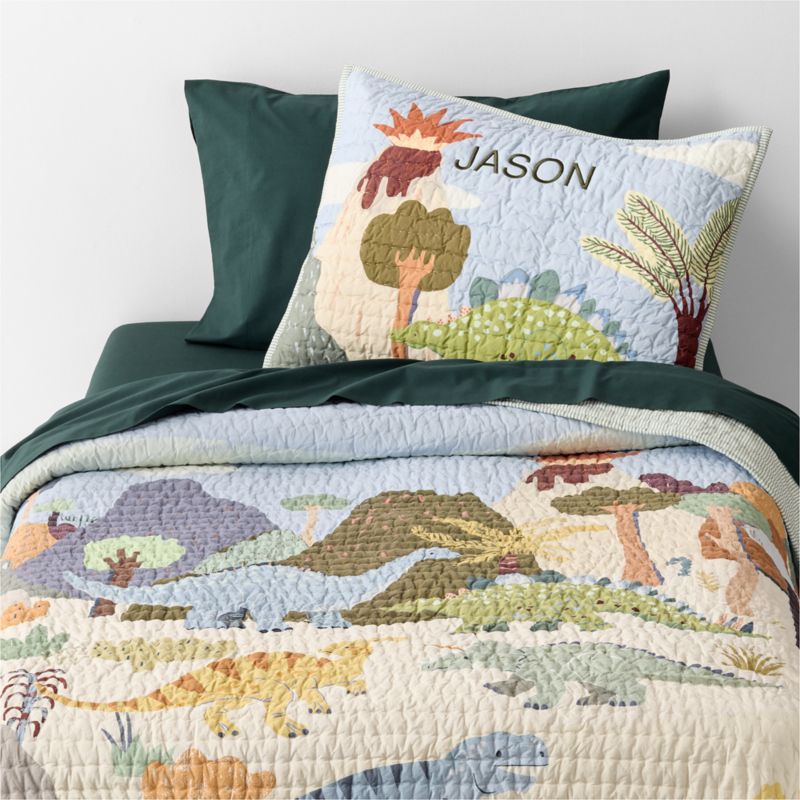 Dino Days Embroidered 100% Organic Cotton Kids Twin Quilt - image 6 of 7