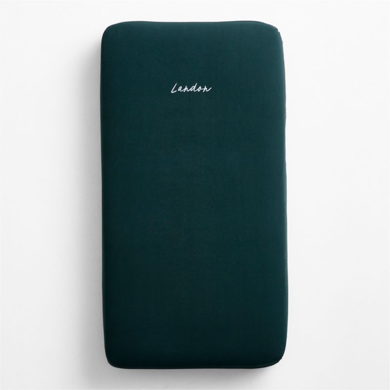 Cozy Cloud Spruce Green Washed Organic Cotton Baby Crib Fitted Sheet - image 1 of 5