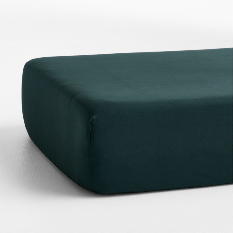 Cozy Cloud Spruce Green Washed Organic Cotton Baby Crib Fitted Sheet - image 3 of 5