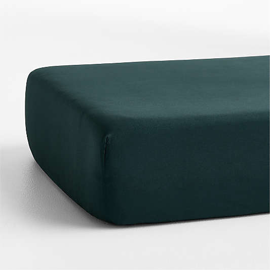 Cozy Cloud Spruce Green Washed Organic Cotton Baby Crib Fitted Sheet