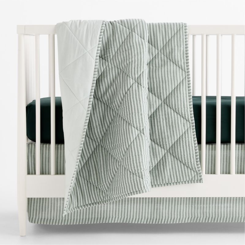 Cozy Cloud Spruce Green Washed Organic Cotton Baby Crib Fitted Sheet - image 4 of 5