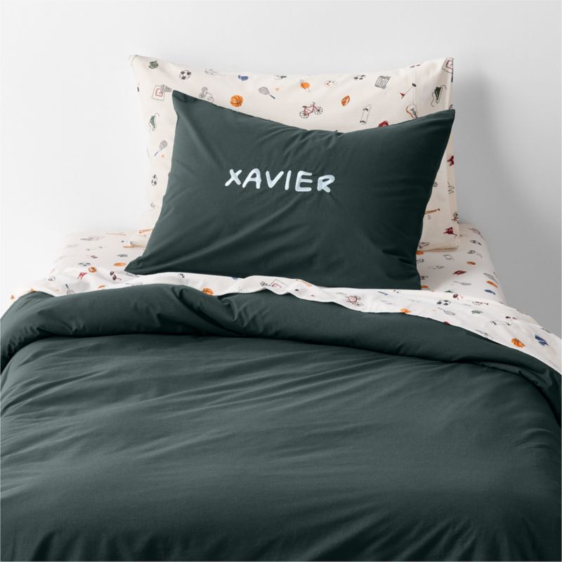 Cozy Cloud Spruce Green Organic Washed Cotton Kids Twin Duvet Cover - image 5 of 8