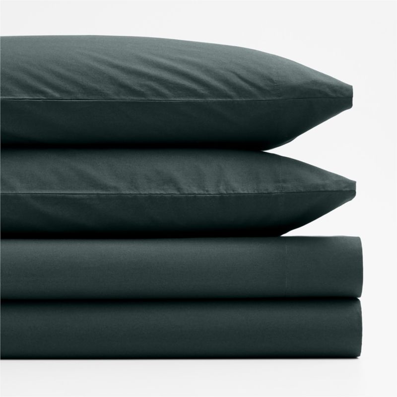 Cozy Cloud Spruce Green Washed Organic Cotton Kids Full Sheet Set - image 1 of 6