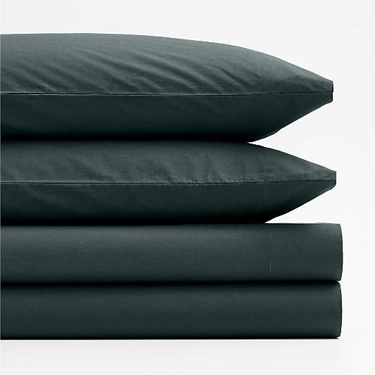 Cozy Cloud Spruce Green Washed Organic Cotton Kids Full Sheet Set