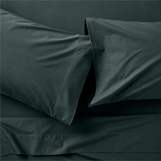 Cozy Cloud Spruce Green Organic Washed Cotton Kids Sheet Set