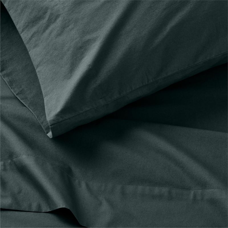 Cozy Cloud Spruce Green Washed Organic Cotton Kids Twin Sheet Set - image 3 of 7